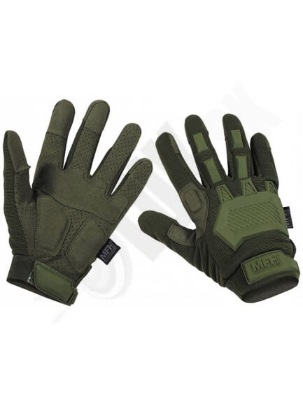 4. Taktické rukavice MFH olivové s gripom a chráničmi čierne (9027)